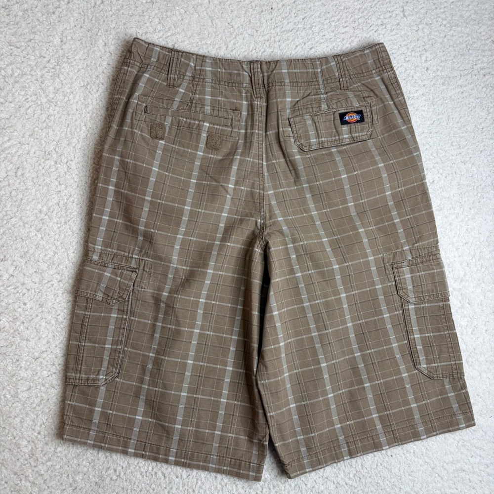 Dickies Relaxed Fit Cargo Shorts Mens 34 Brown Plaid Paratrooper Y2K WR551SPLC